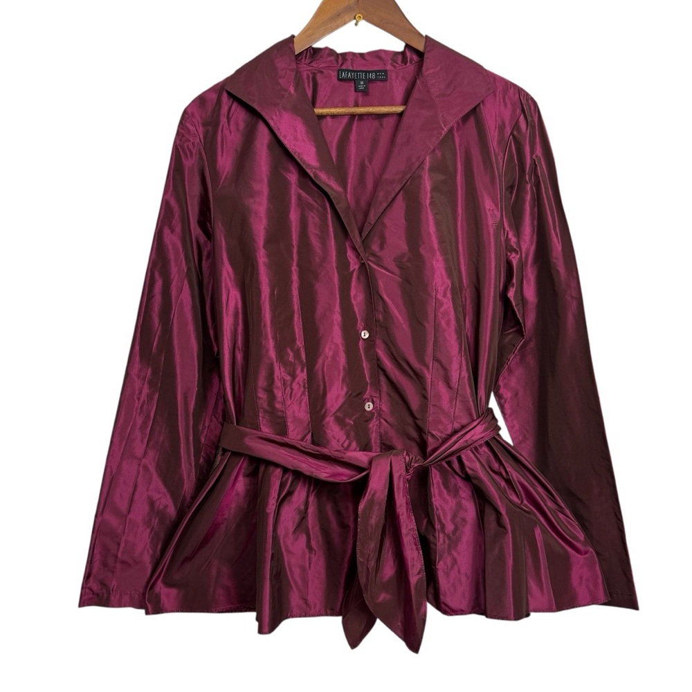 Lafayette 148 New York‎ Rich Burgundy Silk Blouse